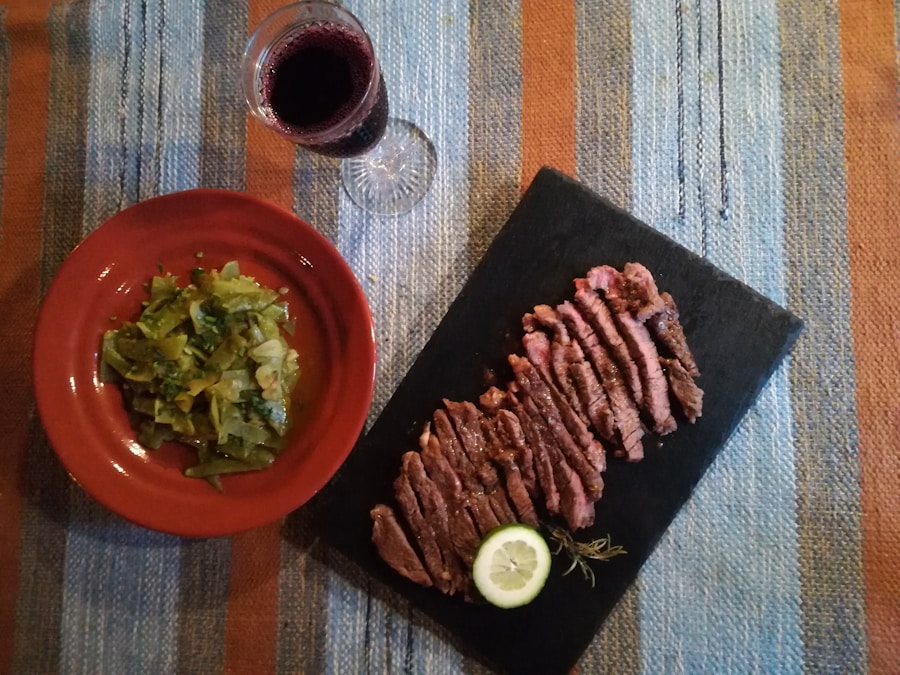 Photo Good wine with steak